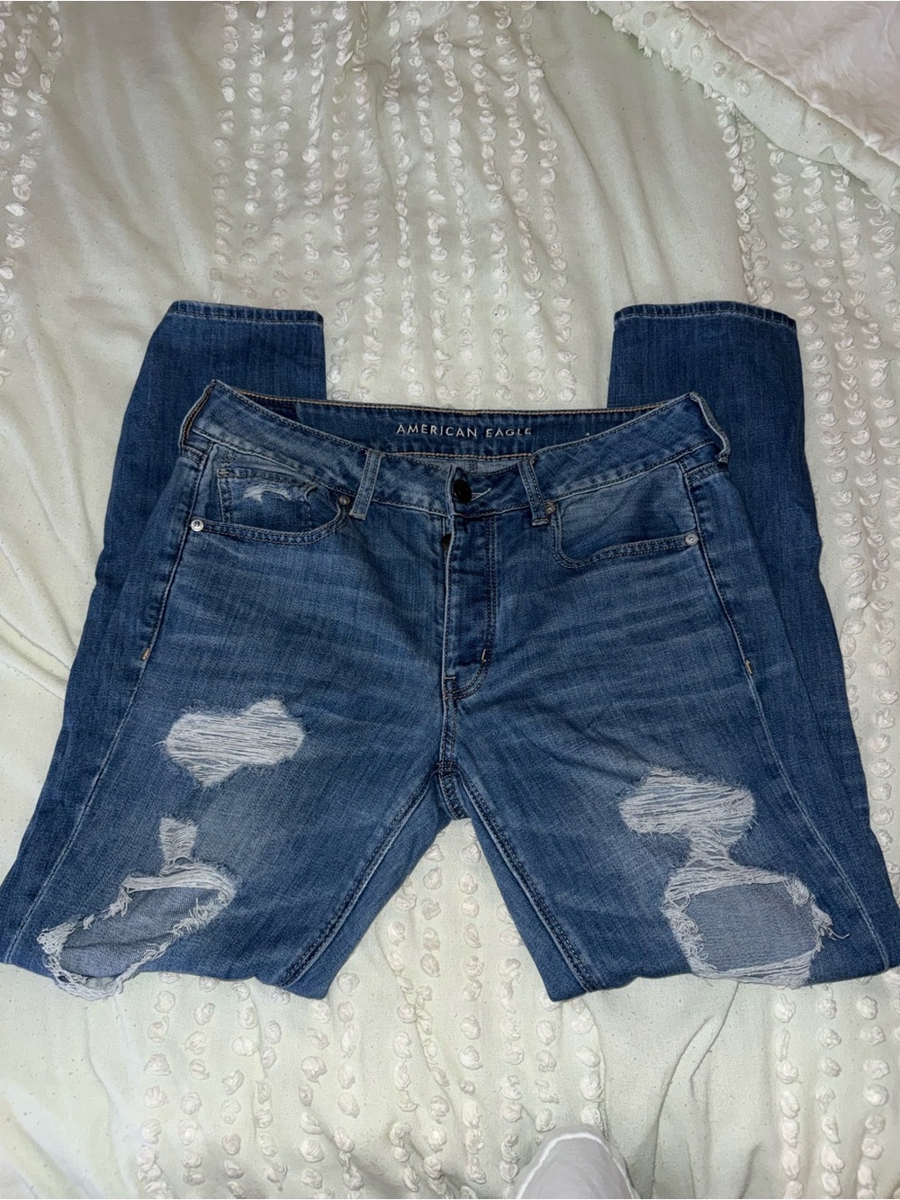 American Eagle Outfitters Ripped Dark Blue Skinny Jeans